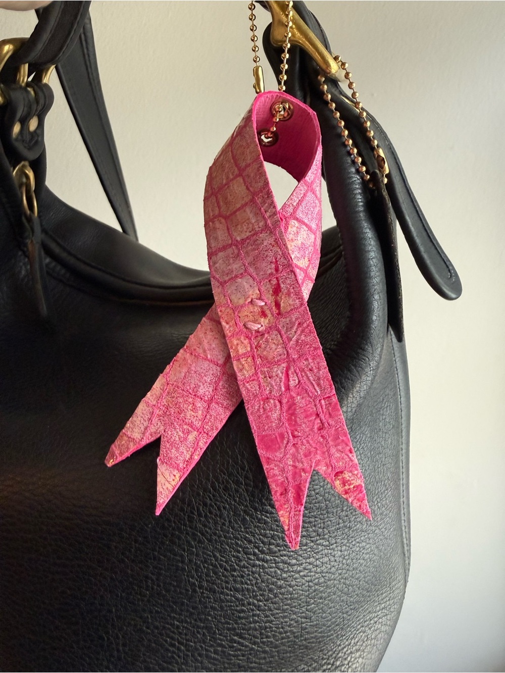 Leather Breast Cancer Awareness Bows